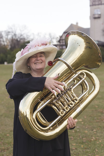 Rae Bridgman, tuba player with The Classy Brass Quintet